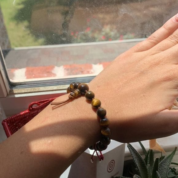 Vintage Avon Power Bead Bracelet Tigers Eye Round Ball 2000 - Picture 5 of 8